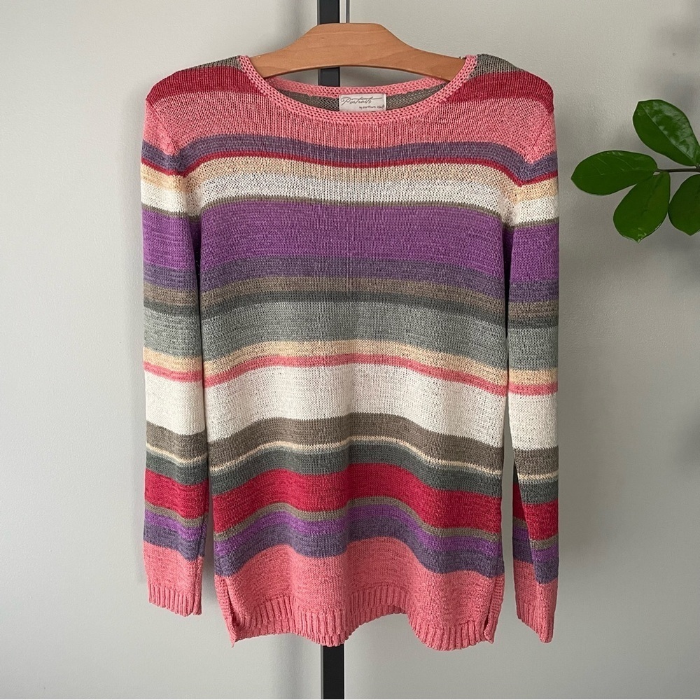 Vintage Portraits by Northern Isles Striped Colorful Knit Pullover Sweater